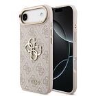 Guess PU Leather 4G Metal Logo Gold Frame Zadní Kryt pro iPhone Air Pink