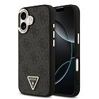 Guess PU Leather 4G Strass Triangle Logo Gold Frame MagSafe Zadní Kryt pro iPhone 17 Black