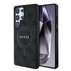 Guess PU Leather 4G Colored Ring MagSafe Zadní Kryt pro Samsung Galaxy S25 Ultra Black