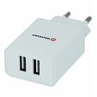 SWISSTEN SÍŤOVÝ ADAPTÉR SMART IC 2x USB 2,1A POWER + DATOVÝ KABEL USB / TYPE C 1,2 M BÍLÝ