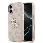 Guess PU Leather 4G Metal Logo Gold Frame Zadní Kryt pro iPhone 17 Pink