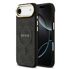 Guess PU Leather 4G Gold Frame MagSafe Zadní Kryt pro iPhone Air Black