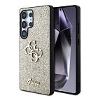 Guess PU Fixed Glitter 4G Metal Logo Zadní Kryt pro Samsung Galaxy S25 Ultra Gold