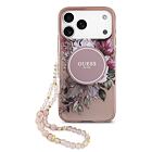 Guess IML Flowers Strap MagSafe Zadní Kryt pro iPhone 17 Pro Max Pink