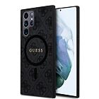 Guess PU Leather 4G Colored Ring MagSafe Zadní Kryt pro Samsung Galaxy S24 Ultra Black