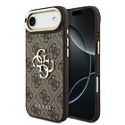Guess PU Leather 4G Metal Logo Gold Frame Zadní Kryt pro iPhone Air Brown