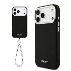 DKNY PU Leather Metal Logo Wrist Chain MagSafe Zadní Kryt pro iPhone 17 Pro Max Black
