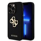 Guess PU Perforated 4G Glitter Metal Logo Zadní Kryt pro iPhone 14 Pro Black