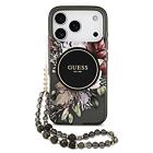 Guess IML Flowers Strap MagSafe Zadní Kryt pro iPhone 17 Pro Black