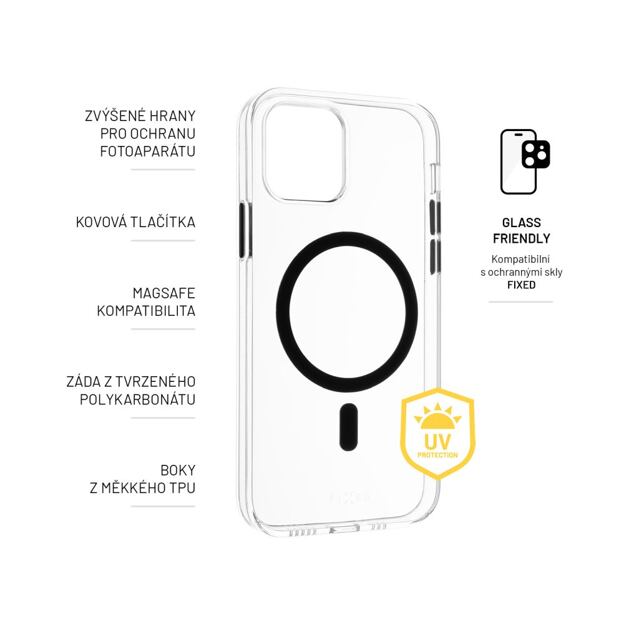 Zadní kryt FIXED MagPurity s podporou Magsafe pro Apple iPhone 15 Pro, čirý