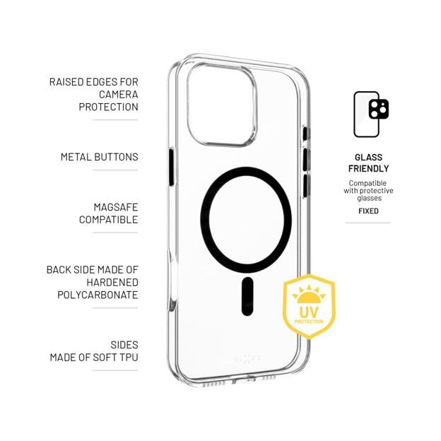 Zadní kryt FIXED MagPurity s podporou Magsafe pro Apple iPhone 16 Pro Max, čirý