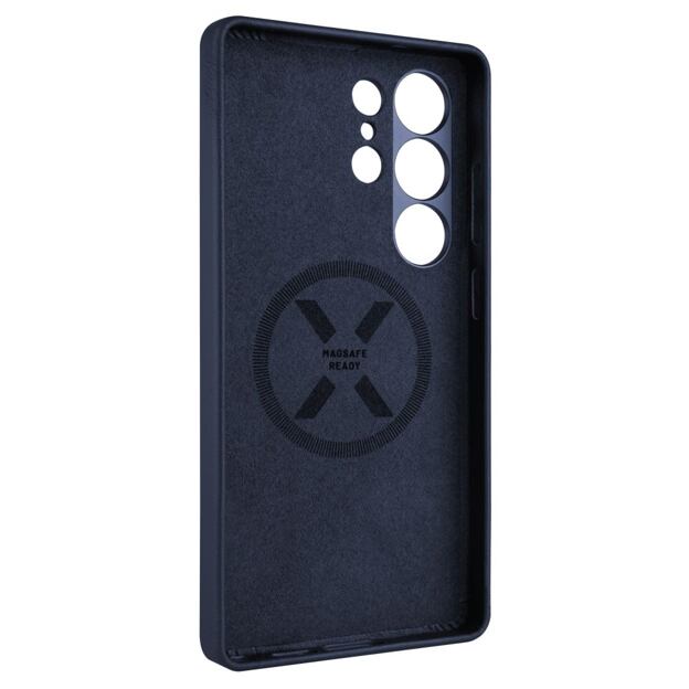 Kožený zadní kryt FIXED MagLeather s podporou MagSafe pro Samsung Galaxy S25 Ultra, modrý