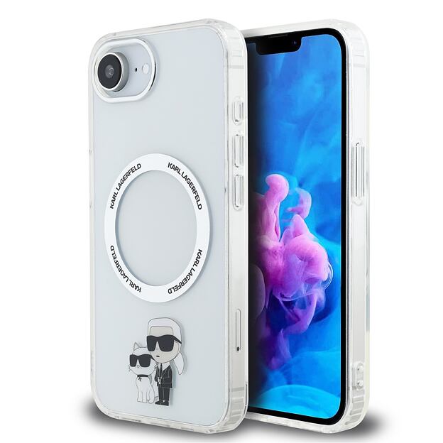 Karl Lagerfeld IML Karl and Choupette MagSafe Zadní Kryt pro iPhone 16e Transparent