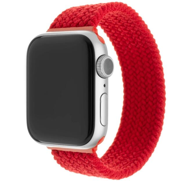 Elastický nylonový řemínek FIXED Nylon Strap pro Apple Watch 42/44/45/46/49mm, velikost XL, červený