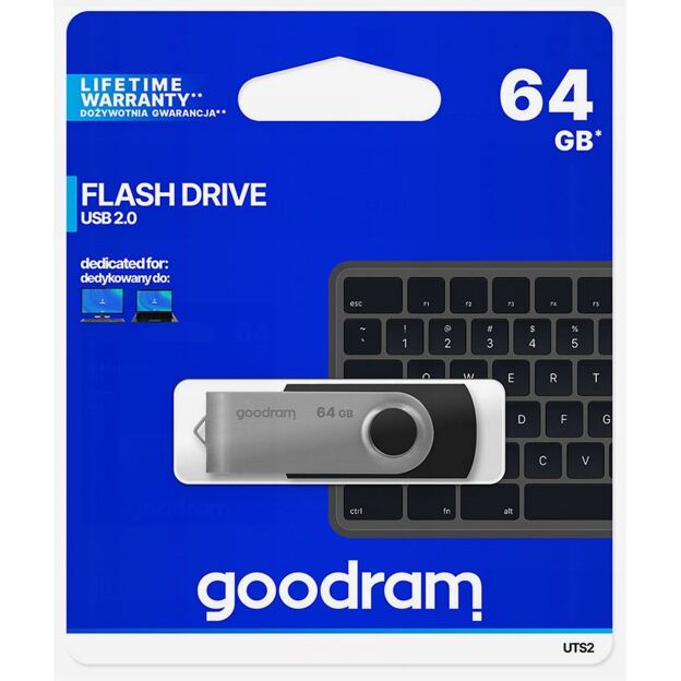 GOODRAM UTS2 Pendrive - 64GB USB 2.0 BLACK