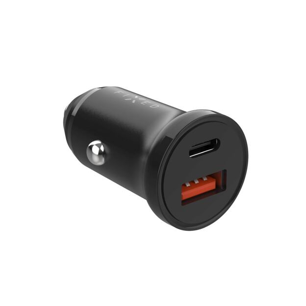 Autonabíječka FIXED s USB-C a USB výstupem a podporou PD, 20W, černá