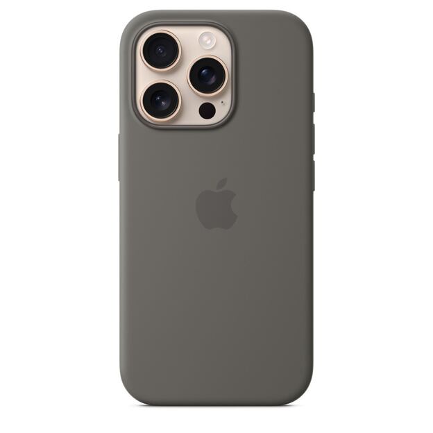 APPLE iPhone 16 Pro Silicone Case with MS - Stone Gray