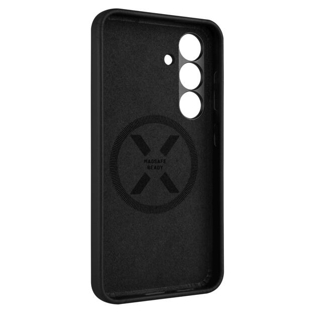 Kožený zadní kryt FIXED MagLeather s podporou MagSafe pro Samsung Galaxy S25, černý