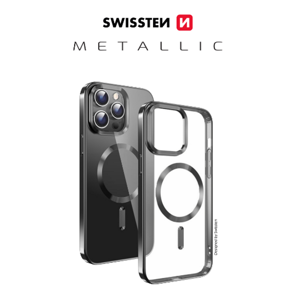 POUZDRO SWISSTEN CLEAR JELLY MagStick METALLIC PRO APPLE IPHONE 15 ČERNÉ