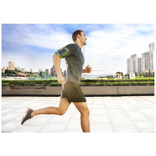 Sportovní neoprénové pouzdro CellularLine ARMBAND RUNNING, pro smartphony do velikosti 5,2", limetko