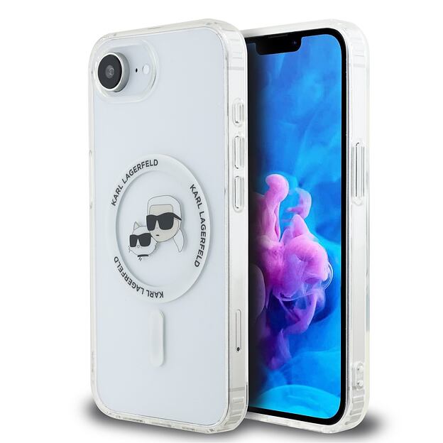 Karl Lagerfeld IML K&CH Heads Metal Frame MagSafe Zadní Kryt pro iPhone 16e Transparent