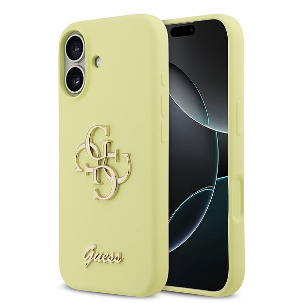 Guess Liquid Silicone 4G Metal Logo Zadní Kryt pro iPhone 17 Yellow