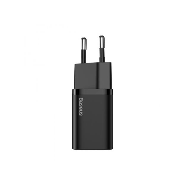 Baseus rychlonabíječka do sítě Super Si USB-C PD QC 20W černá s kabelem USB-C/Lightning 1m