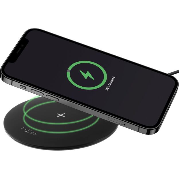 Podložka pro rychlé bezdrátové nabíjení telefonu FIXED SlimPad, 15W, černá