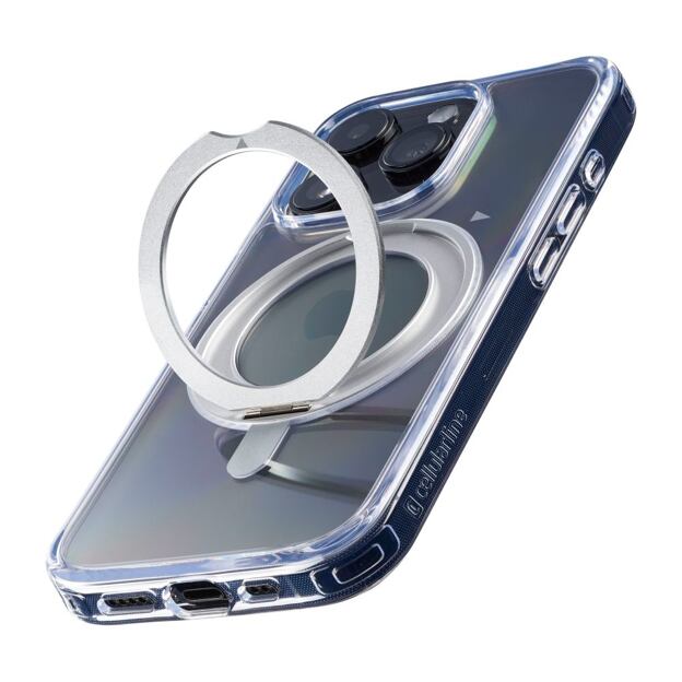 Zadní čirý kryt Cellularline Spin Mag se skládacím stojánkem a podporou MagSafe pro Apple iPhone 16
