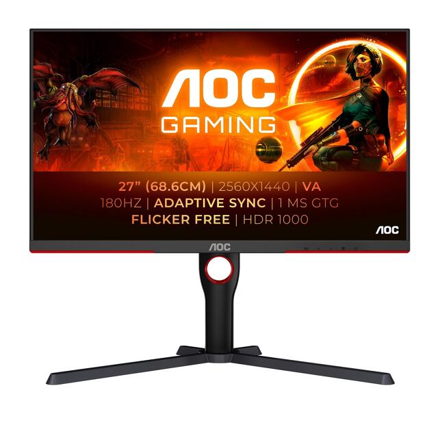AOC/Q27G3XMN-BK/27''/VA/QHD/180Hz/1ms/Blck-Red/3R