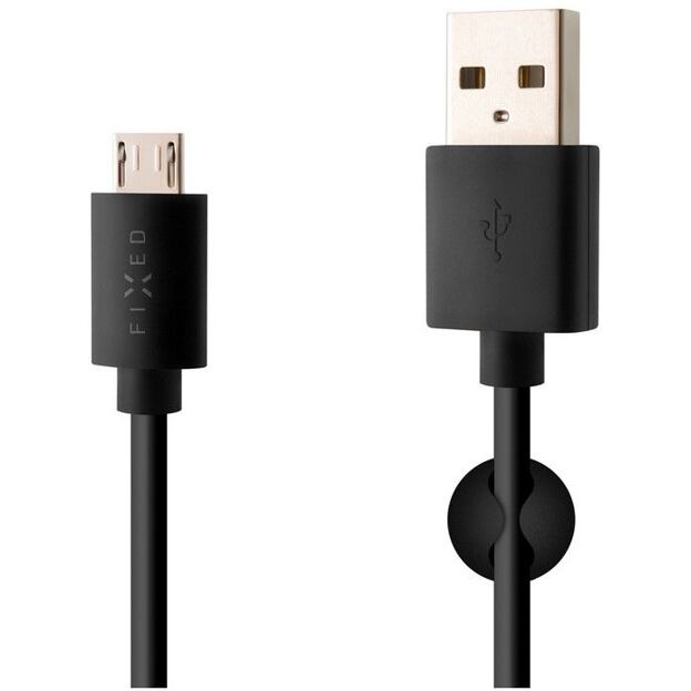 Dlouhý datový a nabíjecí kabel FIXED s konektory USB/micro USB, 2 metry, černý