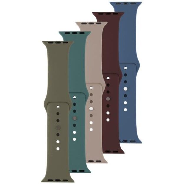 5x set silikonových řemínků FIXED Silicone Strap pro Apple Watch 42/44/45/46/49mm v různých barvách,