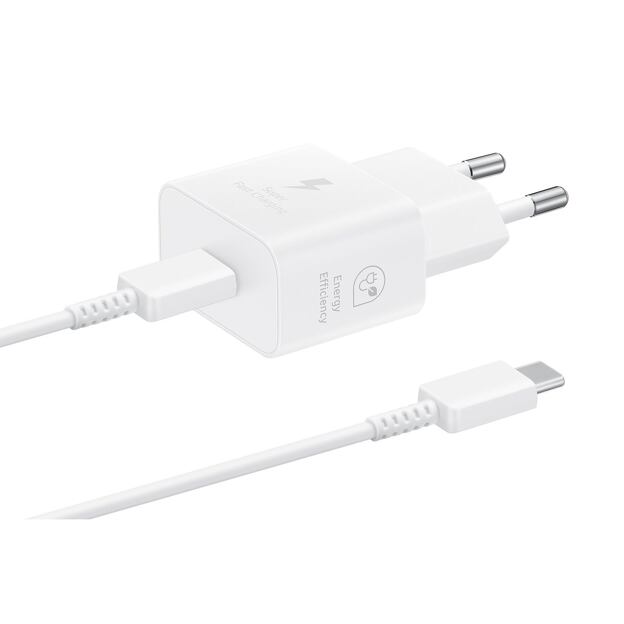EP-T2510EWE + EP-DN980BWE Samsung USB-C 25W Cestovní nabíječka + USB-C Datový Kabel White (OOB Bulk)