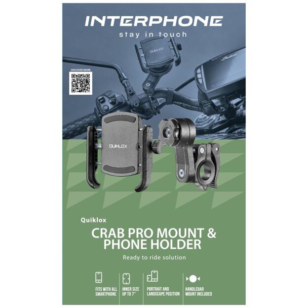 Univerzální držák Interphone Crab QUIKLOX, úchyt na řídítka
