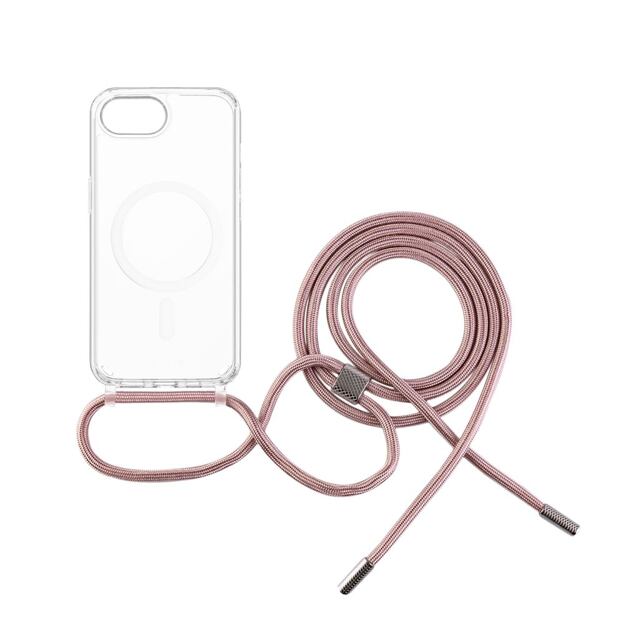 Pouzdro FIXED MagPure Neck s růžovou šňůrkou na krk pro Apple iPhone 16e