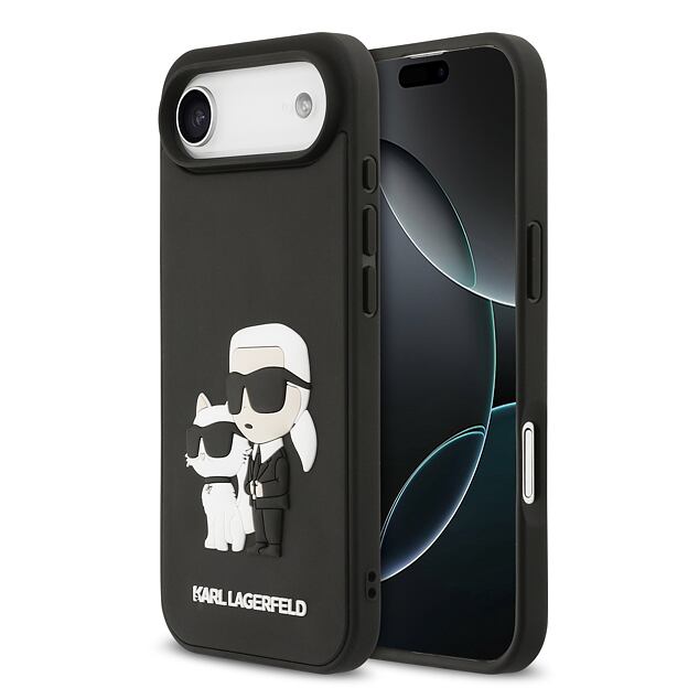 Karl Lagerfeld 3D Rubber Karl and Choupette Zadní Kryt pro iPhone Air Black