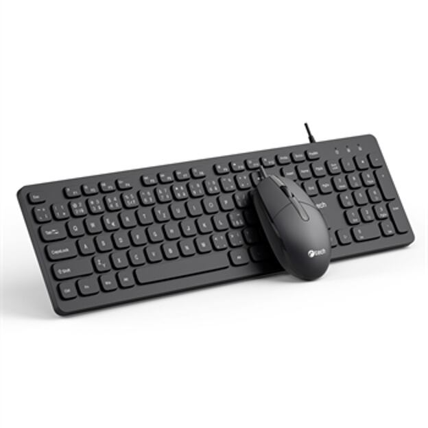 Klávesnice C-TECH KBM-105, drátový combo set s myší, USB, CZ/SK