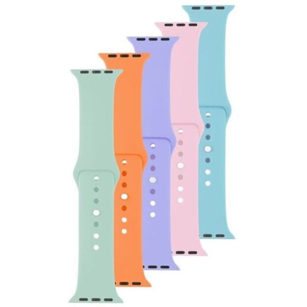 5x set silikonových řemínků FIXED Silicone Strap pro Apple Watch 42/44/45/46/49mm v různých barvách,
