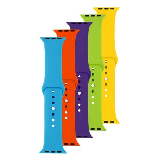 5x set silikonových řemínků FIXED Silicone Strap pro Apple Watch 42/44/45/46/49mm v různých barvách,