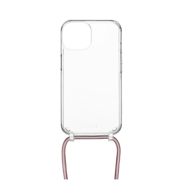 Zadní kryt FIXED Pure Neck s růžovou šňůrkou na krk pro Samsung Galaxy S25+