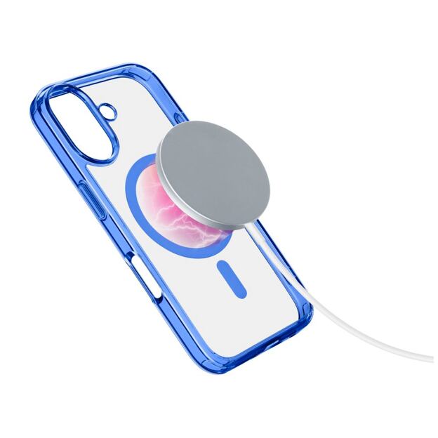 Zadní kryt Cellularline Iconic Mag s podporou Magsafe pro Apple iPhone 16, čirý / tmavě modrý