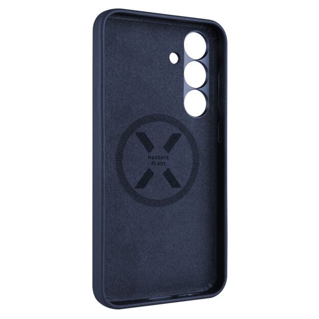 Kožený zadní kryt FIXED MagLeather s podporou MagSafe pro Samsung Galaxy S25+, modrý