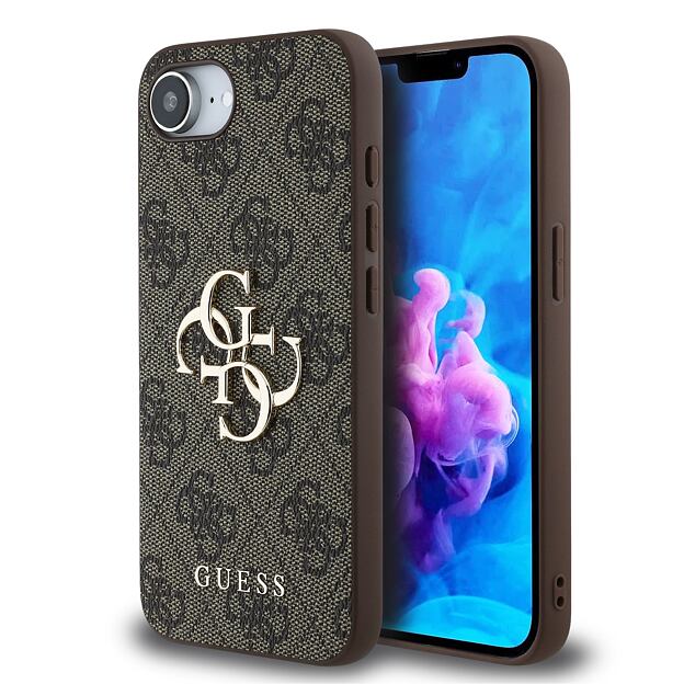 Guess PU 4G Metal Logo Zadní Kryt pro iPhone 16e Brown