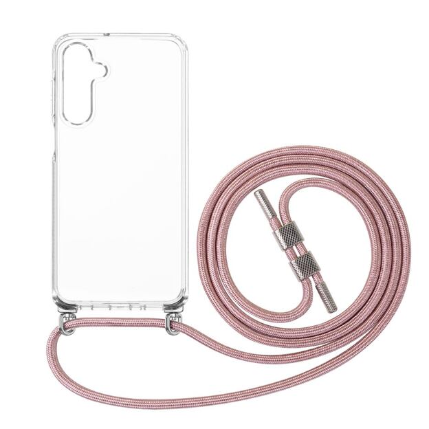 Pouzdro FIXED Pure Neck s odnímatelnou růžovou šňůrkou na krk pro Samsung Galaxy A16 4G/5G