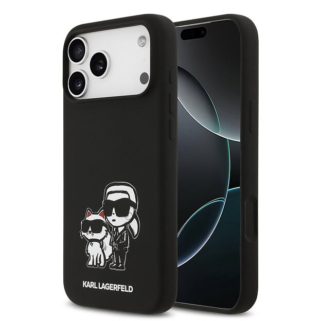 Karl Lagerfeld Liquid Silicone K&CH Sketch MagSafe Zadní Kryt pro iPhone 17 Pro Max Black