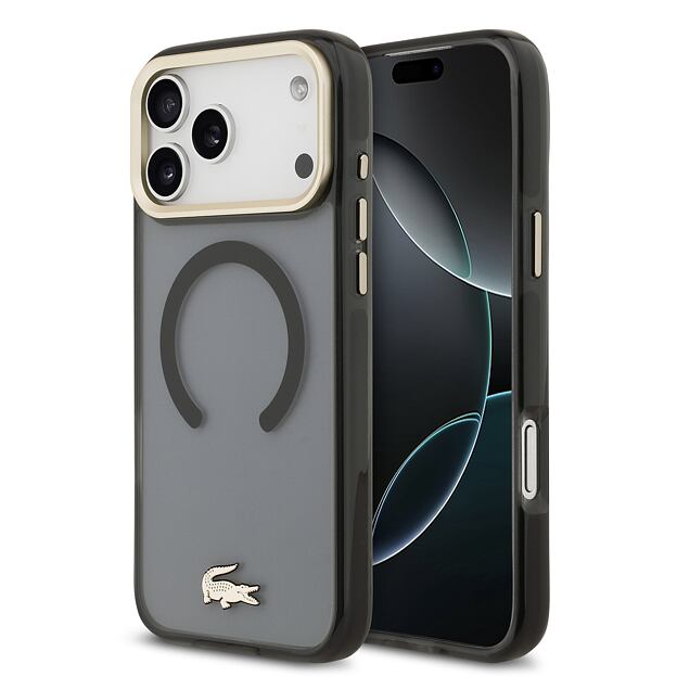 Lacoste PC/TPU Frosted Finish Gold Logo MagSafe Zadní Kryt pro iPhone 17 Pro Max Black