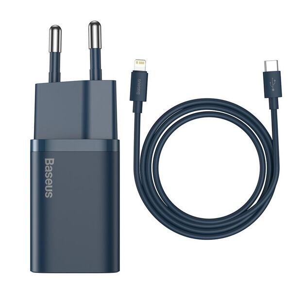 Baseus Travel Charger set Super Si 1C QC (With Simple Wisdom Cable Type-C to Lightning 1m) 20W EU Bl