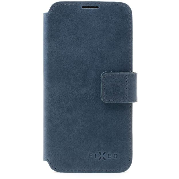 Kožené pouzdro typu kniha FIXED ProFit pro Apple iPhone 13 Pro, modré