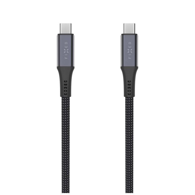 Dlouhý nabíjecí a datový opletený kabel FIXED s konektory USB-C/USB-C, PD 3.1, 2 m, USB4gen2 20Gbps,