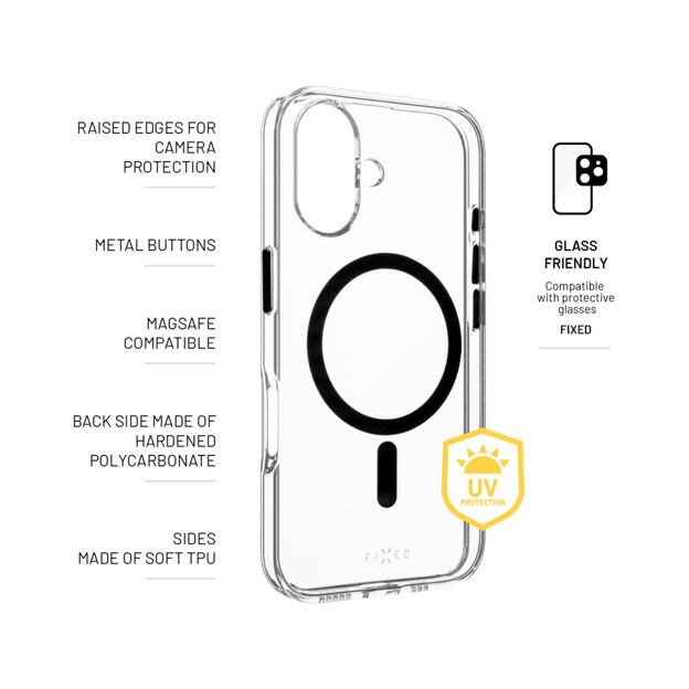 Zadní kryt FIXED MagPurity s podporou Magsafe pro Apple iPhone 16, čirý